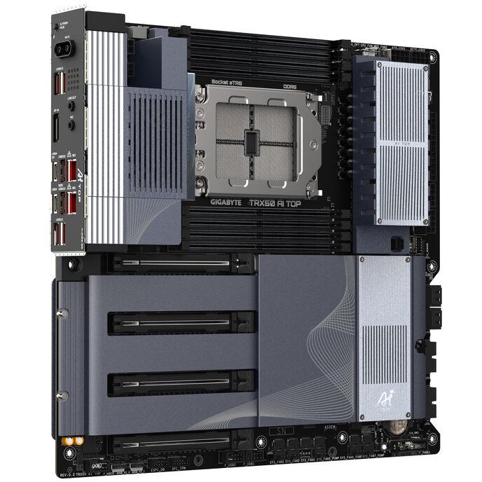 GIGABYTE TRX50 AI TOP - Supporta CPU AMD Ryzen PRO 7000, VRM Digitale a 16+8+4 Fasi, fino a 5200MHz DDR5 (OC), 4xPCIe 5.0 + 4xP