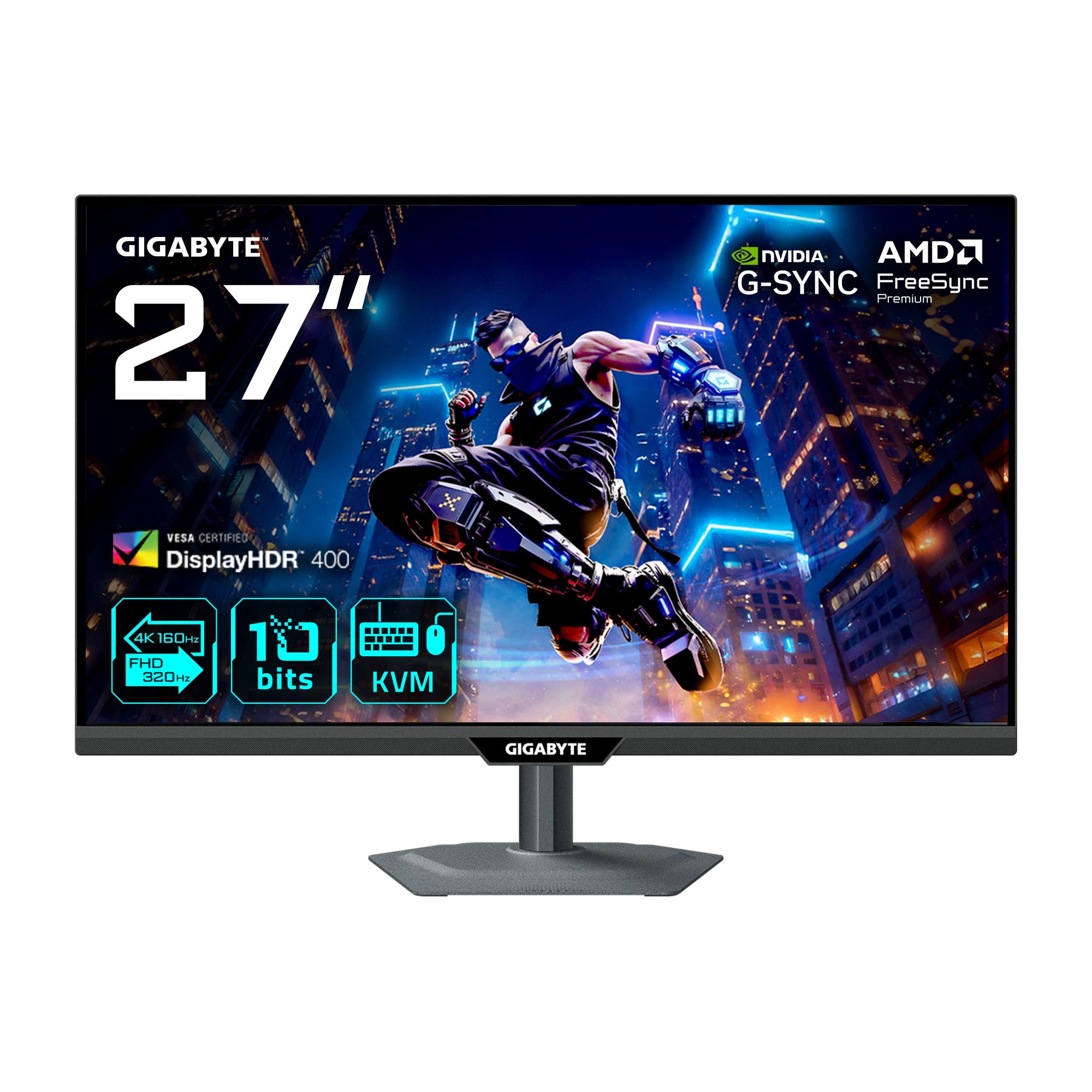 GIGABYTE M27UP Monitor da gioco 27” 4K UHD - Modalità doppia (4K 160Hz o FHD 320Hz), 3840 x 2160, 1ms, 350 cd/m², FreeSync