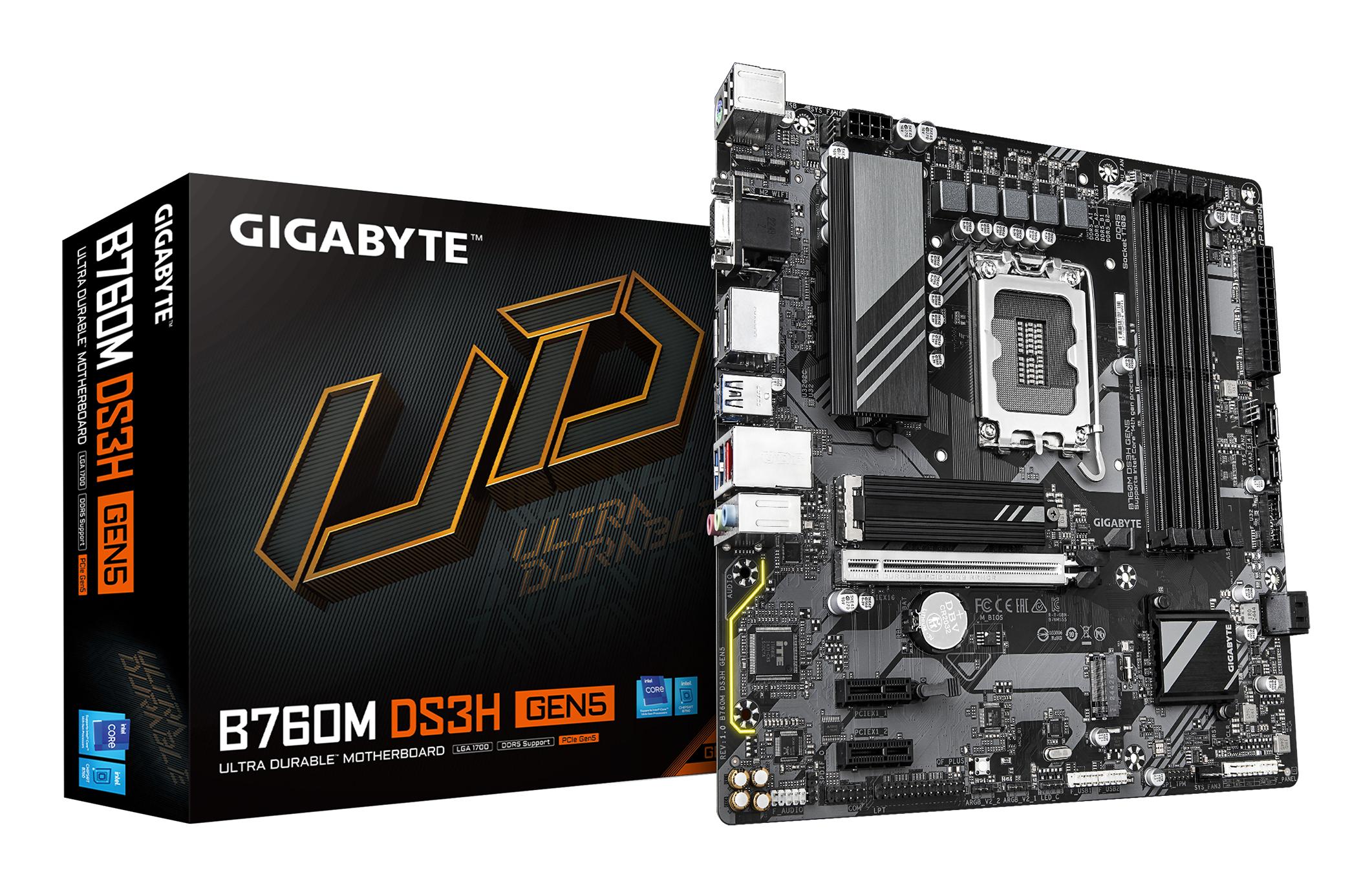 GIGABYTE B760M DS3H GEN5 Scheda Madre – Supporta CPU Intel Core 14ª generazione, VRM digitale a 6+2+1 fasi, fino a 5600 MHz