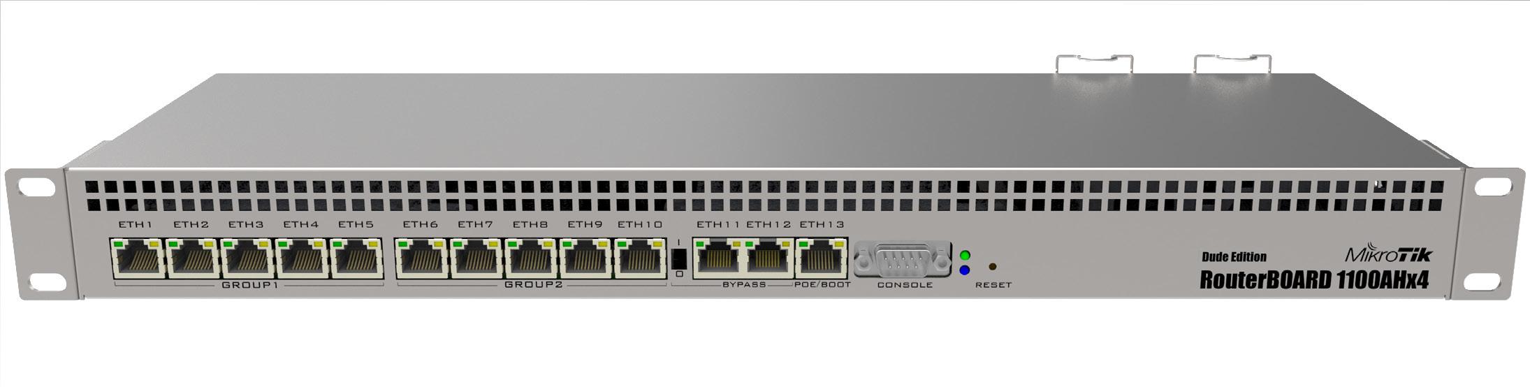 MikroTik RB1100AHx4 Dude Edition | Router | 13x RJ45 1000 Mbps, 1x microSD, 2x SATA, 2x M.2, disco da 60 GB incluso