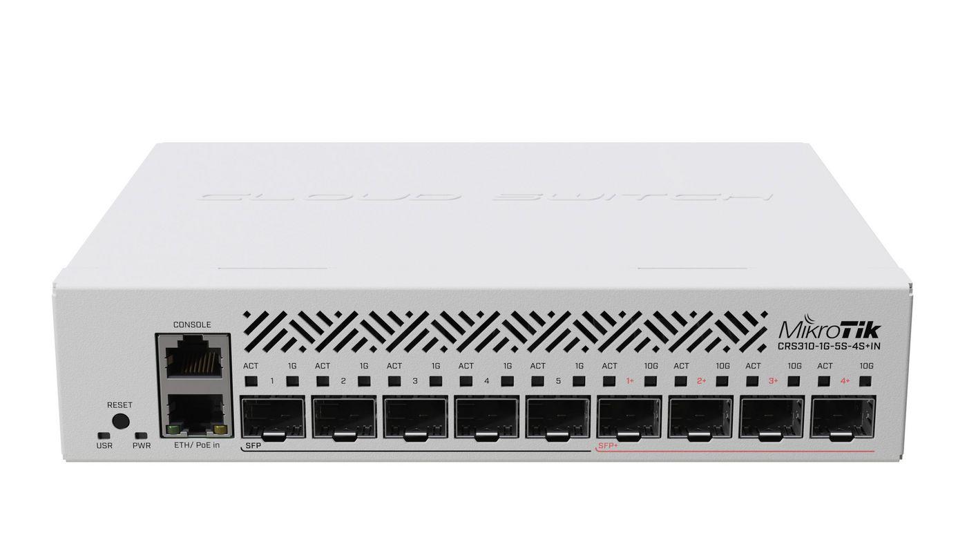 MikroTik CRS310-1G-5S-4S+IN | Switch | 1x RJ45 1000Mb/s, 5x SFP, 4x SFP+, RouterOS L5