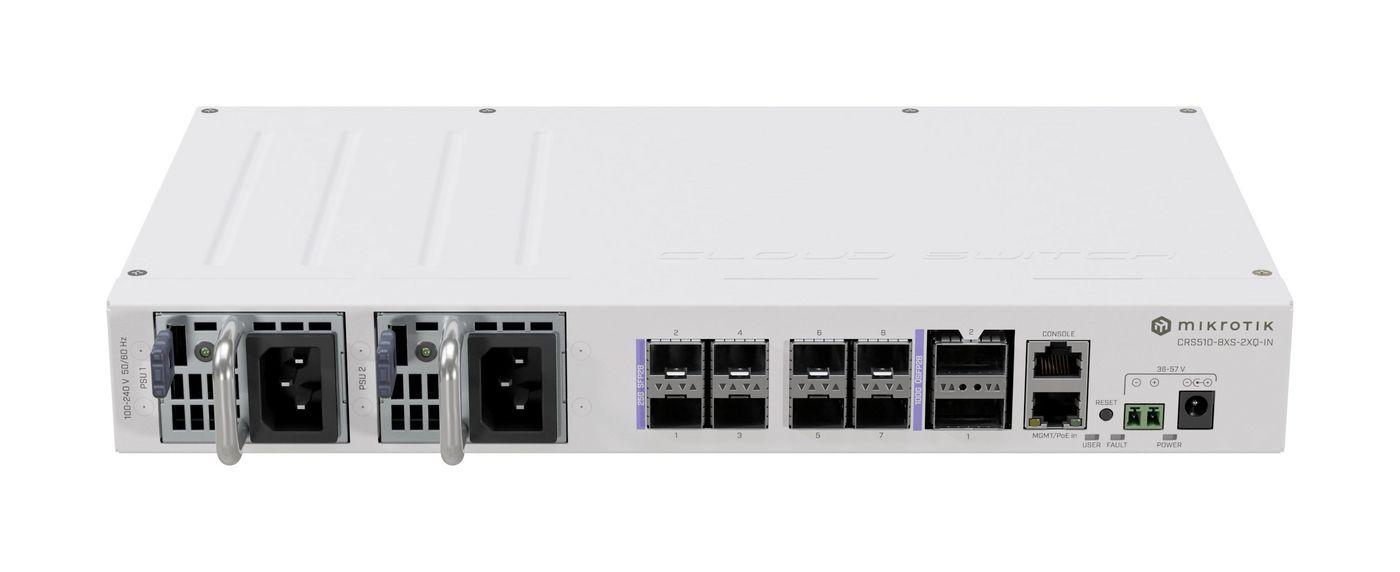 MikroTik CRS510-8XS-2XQ-IN Switch 2x 100G QSFP28 8x 25G SFP28 2x hot-swap