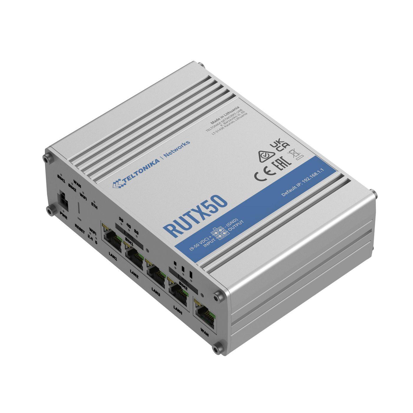 Teltonika RUTX50 | Router industriale | 5G, Wi-Fi 5, Dual SIM, 5x RJ45 1000Mb/s