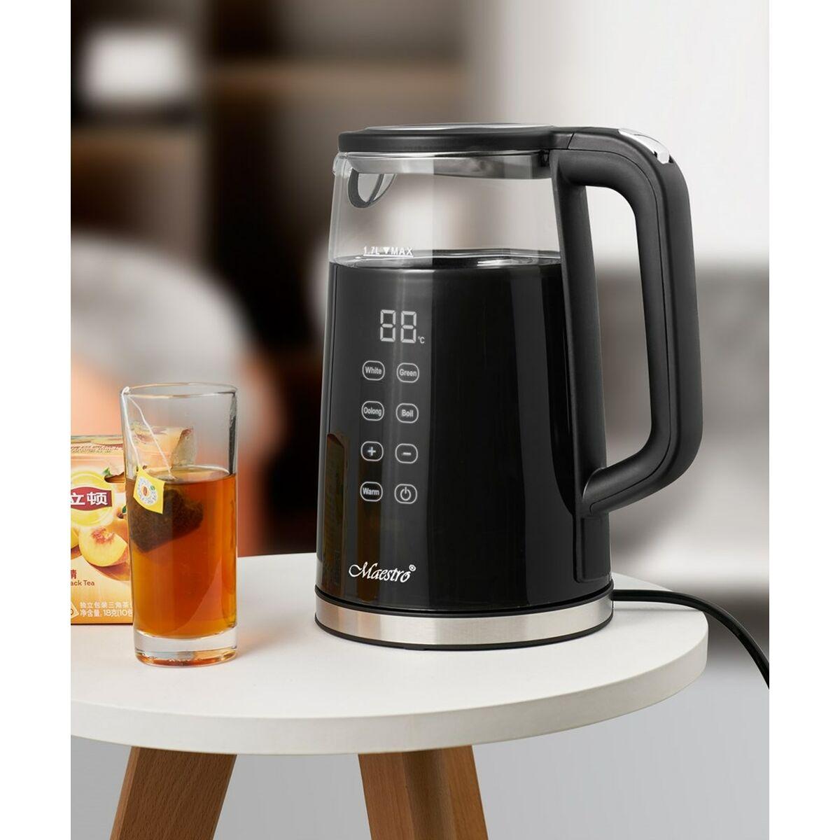 Bollitore Feel Maestro MR-049 Nero Trasparente Cristallo Vetro Borosilicato 2200 W 1,7 L