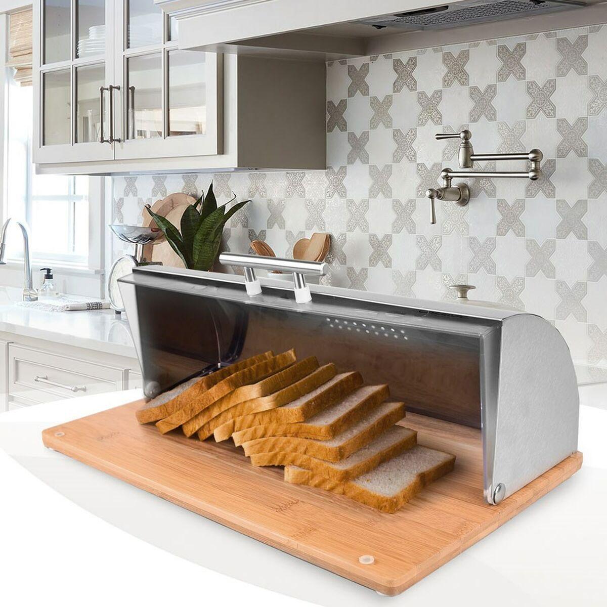 Portapane Feel Maestro MR-1670S Bronce Argentato Legno Acciaio inossidabile