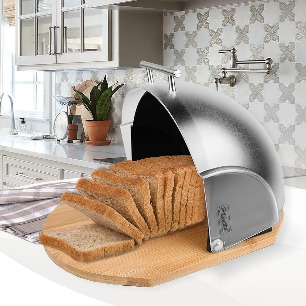 Portapane Feel Maestro MR-1678-BLACK Nero Argentato Trasparente Legno, bambÃƒÂ¹ Plastica 25 x 20 x 35 cm