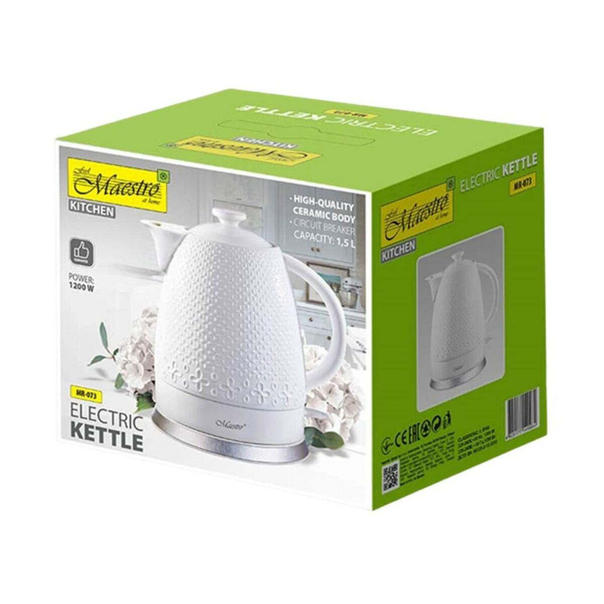Bollitore Elettrico con Teiera Feel Maestro MR-073 Bianco Ceramica 1200 W 1,5 L