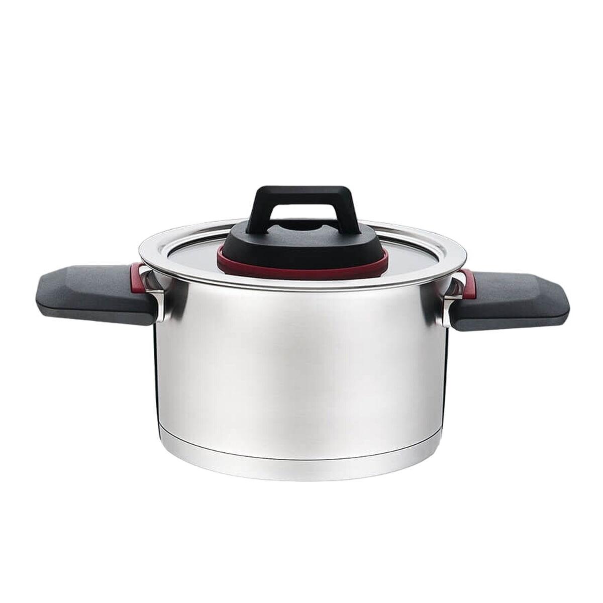 Pentola con Coperchio Feel Maestro MR-3530-24 Nero Rosso Acciaio Acciaio inossidabile Plastica ÃƒËœ 24 cm 5,5 L