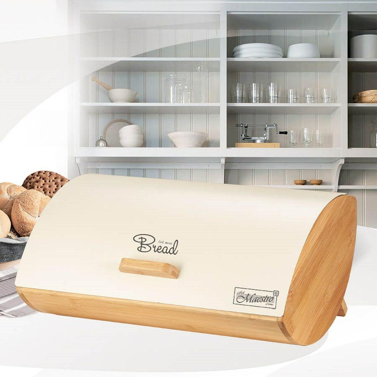 Portapane Feel Maestro MR-1775-IVORY Avorio Legno Metallo BambÃƒÂ¹ 25 x 13,3 x 36,5 cm