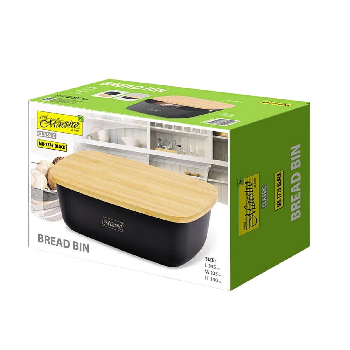 Portapane Feel Maestro MR-1776-BLACK Nero Legno Plastica 1 Pezzi 34,5 x 13 x 23,5 cm