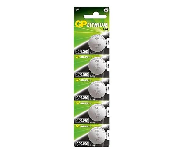 Pacchetto di litio GP di 5 batterie al litio di bottone CR2450 3V