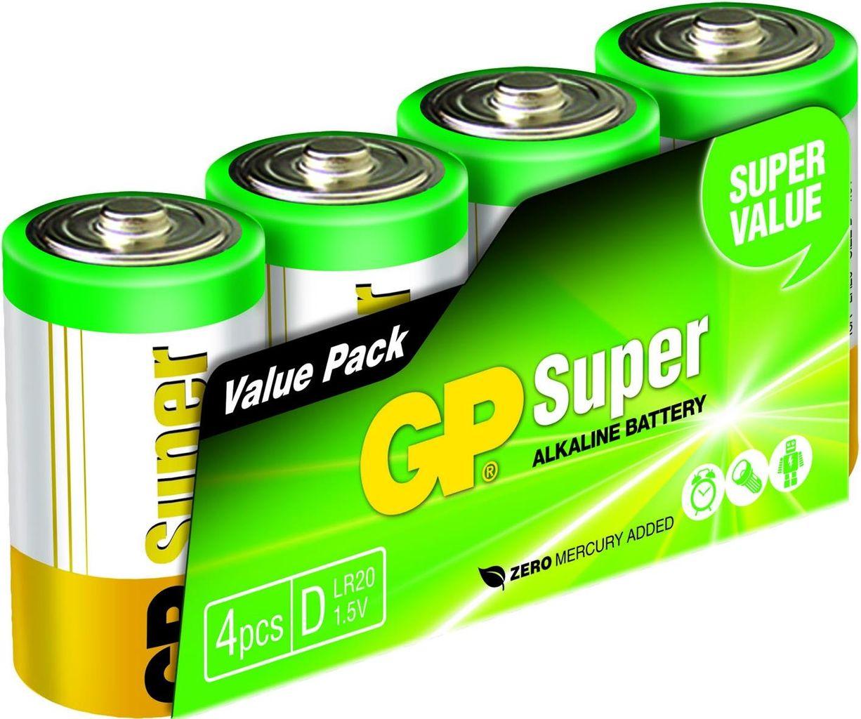 GP Super Alcalina 13A S4 - Batteria 4 x D - Alcalina
