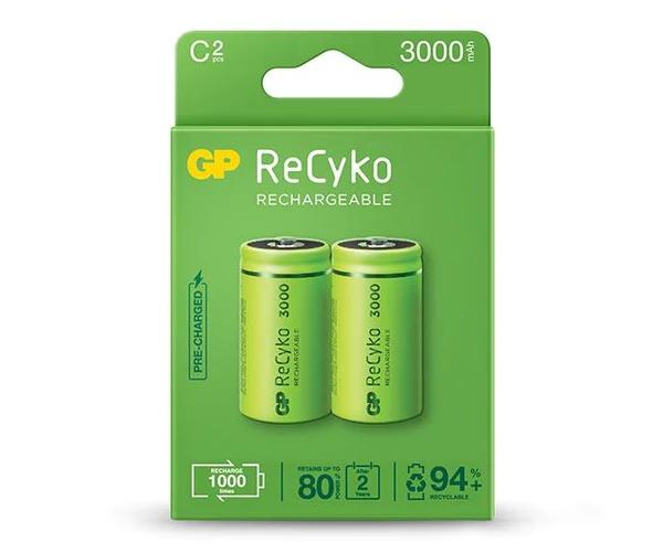 GP RECYKO confezione da 2 batterie ricaricabili 3000MAH C 12V - Precaricate - Ciclo di vita buono a 1000 volt