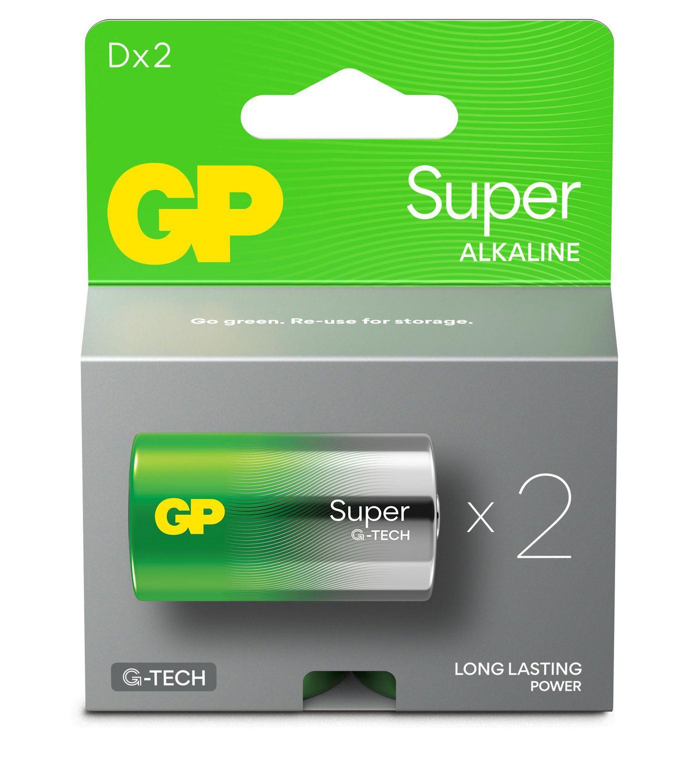 GP SUPER ALKALINE D/LR20 - Battery. 2-Pack - Warranty 12M