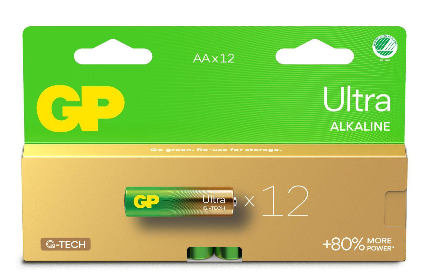 GP Ultra Alkaline AA Battery 15AU/LR6 12-pack