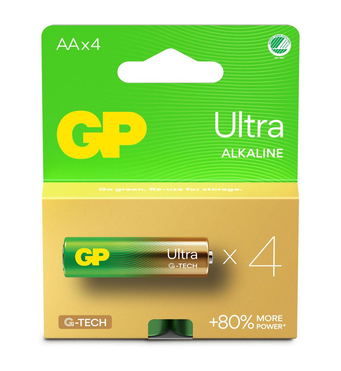 GP ULTRA ALKALINE AA/LR6 - Battery. 4-Pack - Warranty 12M
