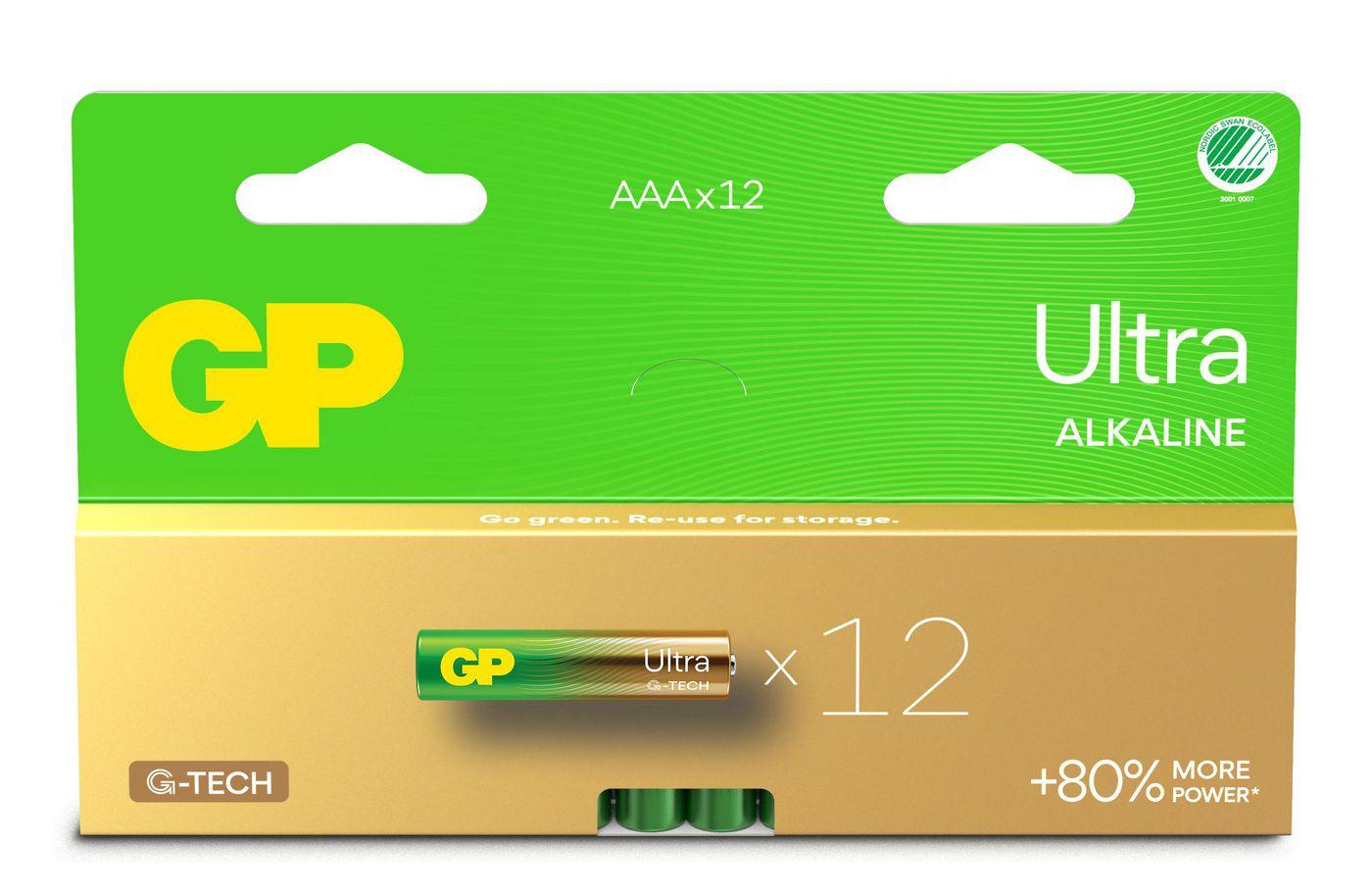 GP Ultra Alkaline AAA Battery 24AU/LR03 12-pack