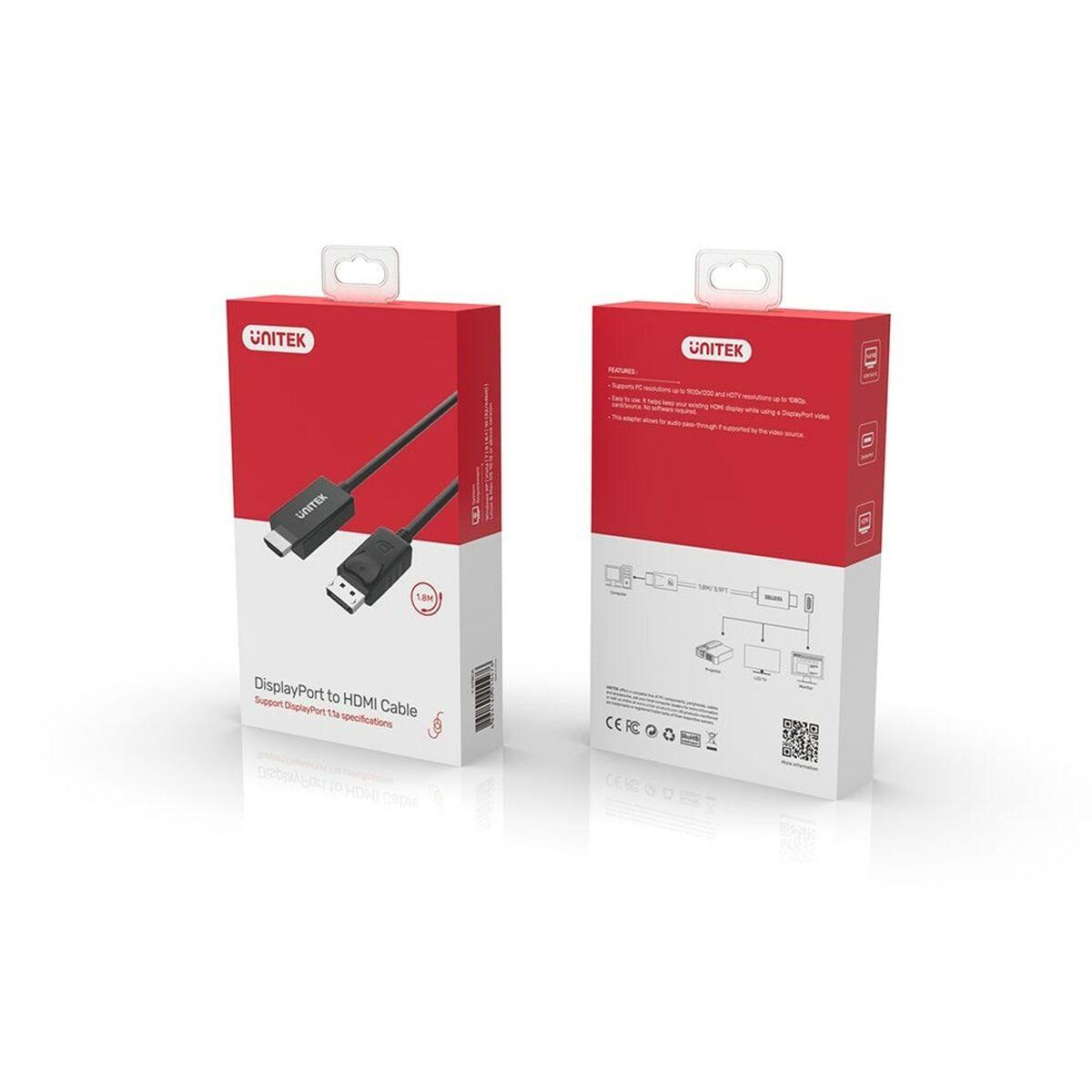Adattatore Displayport Con HDMI Unitek Y-5118CA NERO 1,8 m