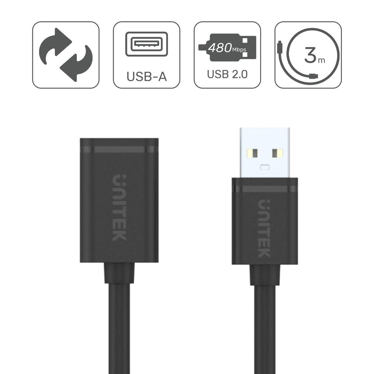 Cavo USB Unitek Y-C417GBK Maschio/Femmina NERO 3 m