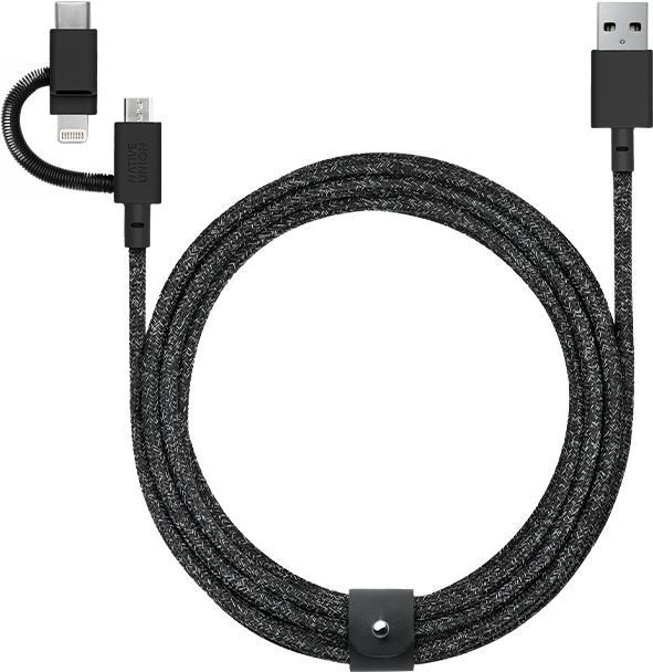 Cavo USB Nativo Belt-CS-B-BLK-NP 2 M A C/Micro A/Lightning Black-Cable-Digital/Data