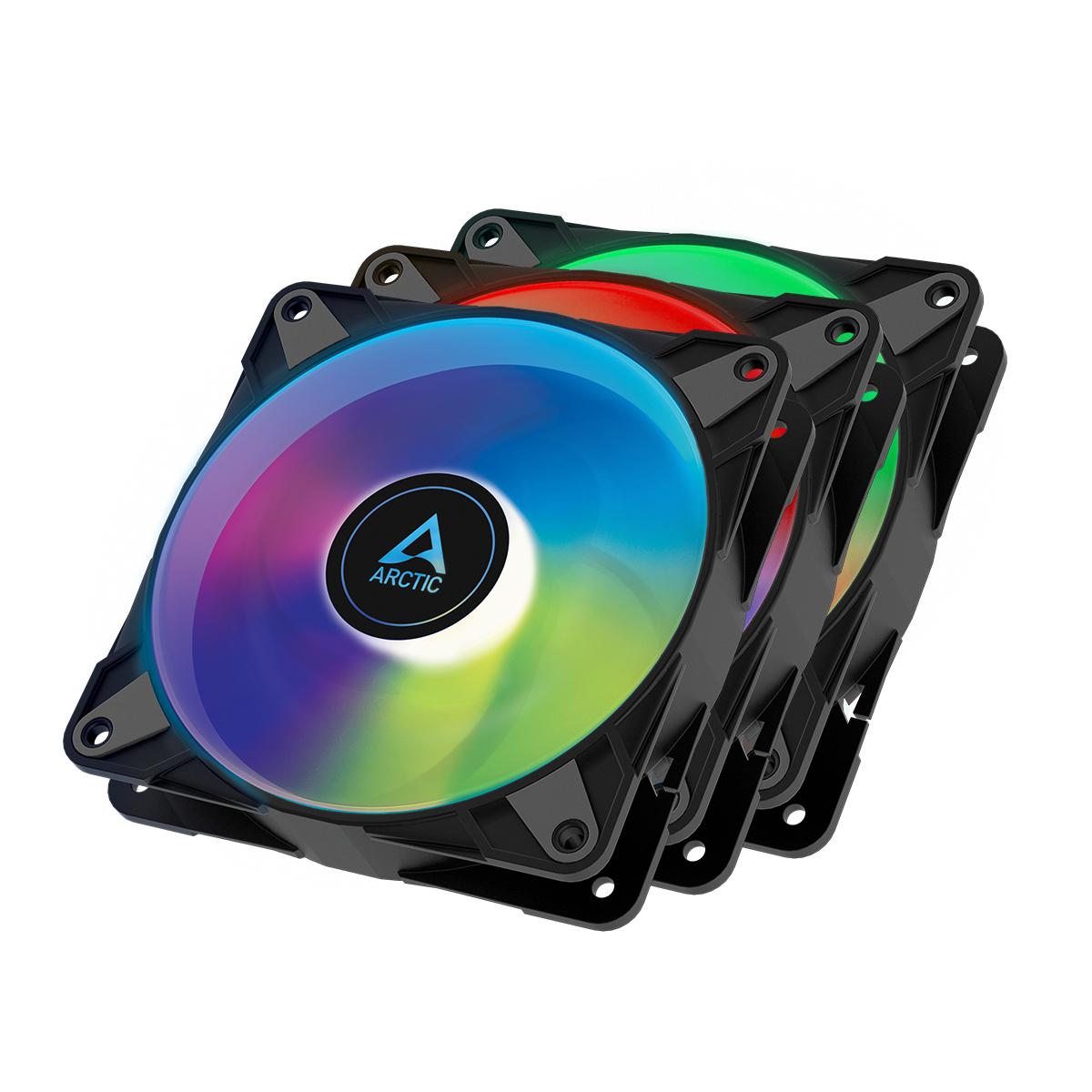 ARCTIC P12 PWM PST A-RGB 0dB Case per computer Ventilatore 12 cm Nero Bianco 3 pz