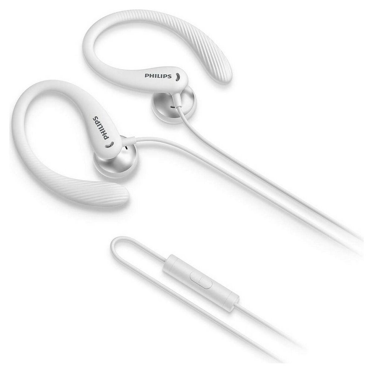 Philips TAA1105WT/00 Cuffie con Filo per Fitness e Sport, Microfono, IPX2 Resistenti al Sudore, Supporti per l'orecchio Flessib