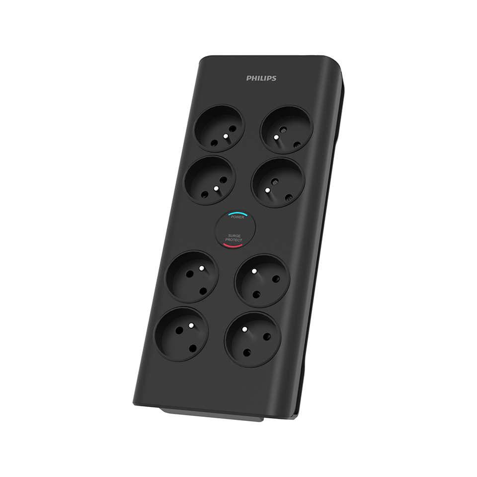Philips SPN7080BA/60 protezione da sovraccarico Nero 8 presa(e) AC 2 m