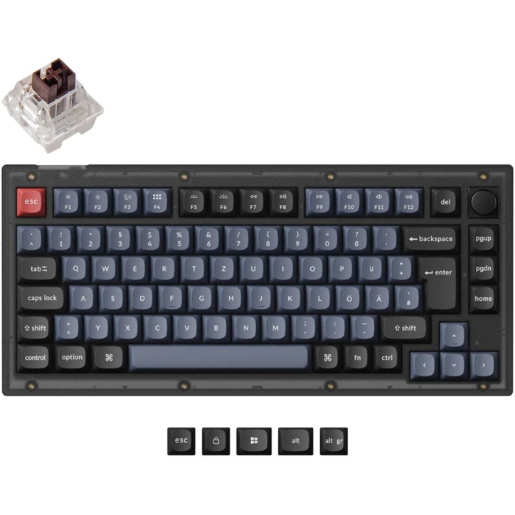 V1 Manopola nero/blu-grigio, layout DE, Keychron