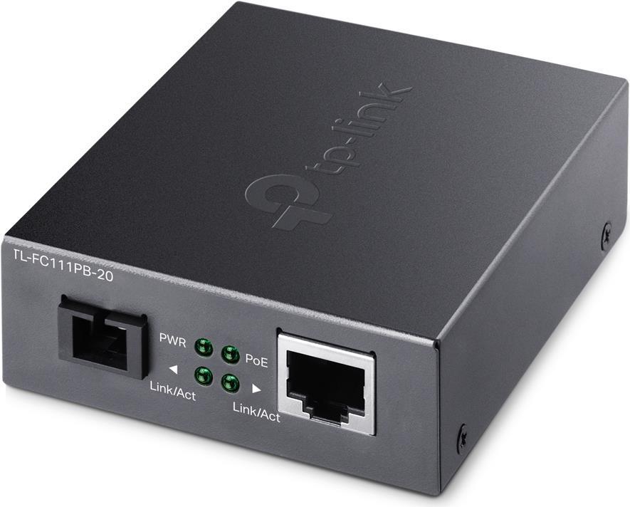 TP-LINK 10/100 MBPS RJ45 TO 100 MBPS SINGLE-MODE SC WDM BI-DIRECTIONAL FIBER CONVERTER WITH 1-PORT POE