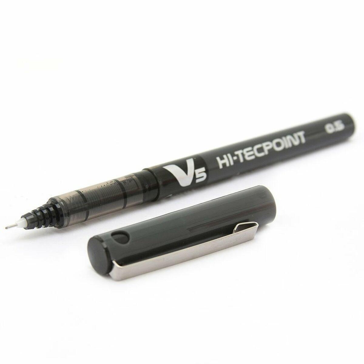 Pilot 100101201 Nero 12pezzoi penna roller (Pilot V5 Hi-Tecpoint Liquid Ink Rollerball Pen 0.5mm Tip 0.3mm Line Black Pack 12 -