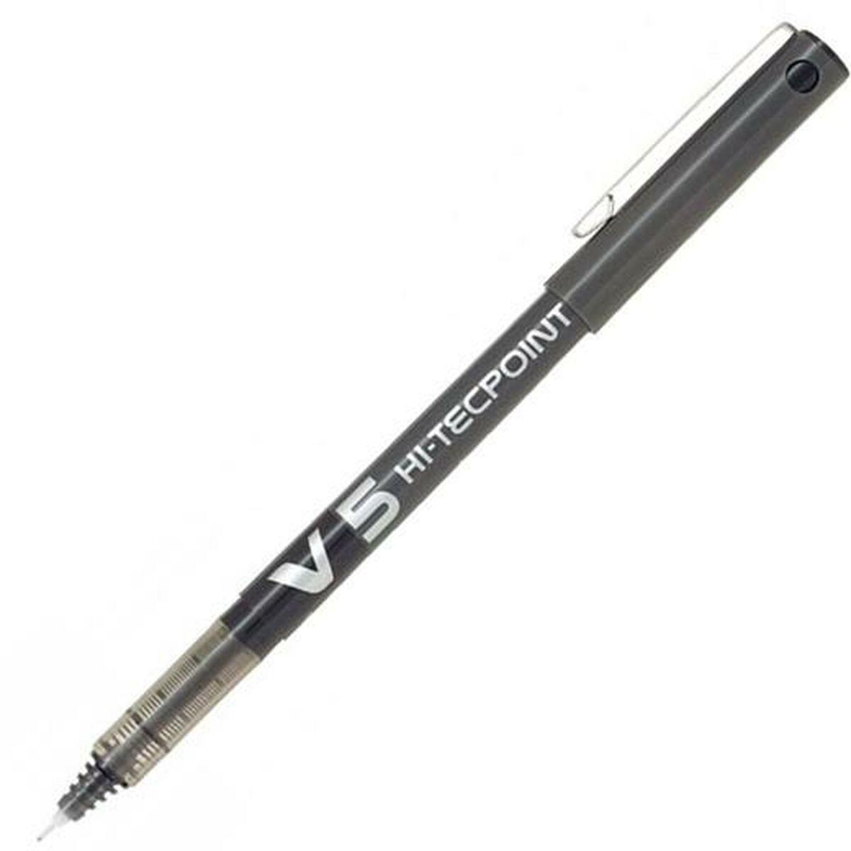 Pilot 100101201 Nero 12pezzoi penna roller (Pilot V5 Hi-Tecpoint Liquid Ink Rollerball Pen 0.5mm Tip 0.3mm Line Black Pack 12 -
