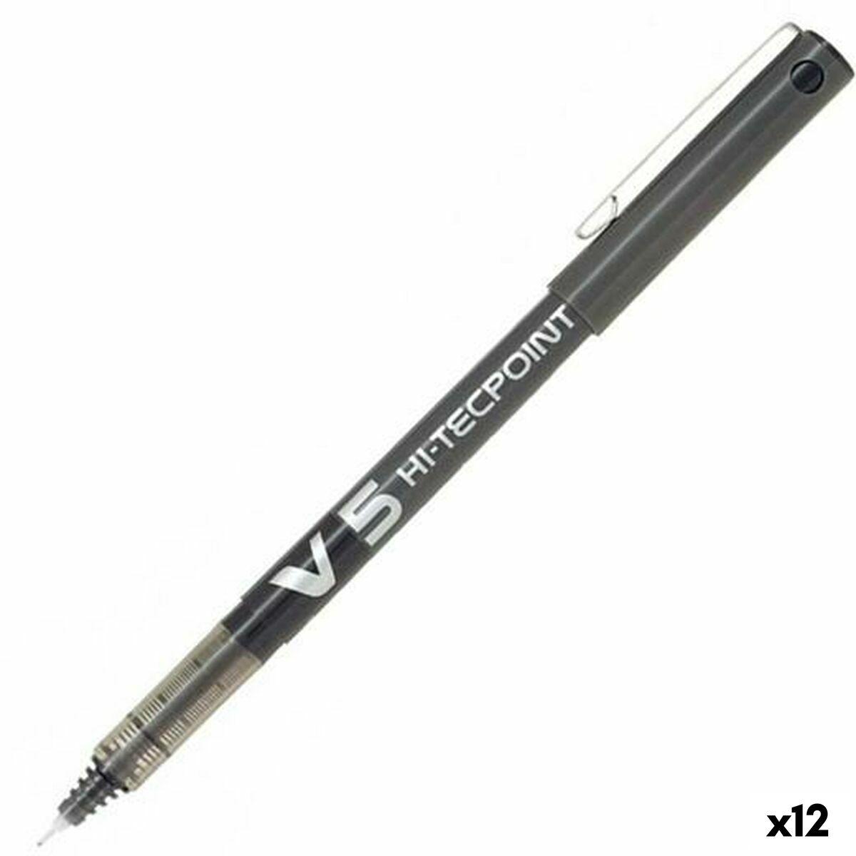 Pilot 100101201 Nero 12pezzoi penna roller (Pilot V5 Hi-Tecpoint Liquid Ink Rollerball Pen 0.5mm Tip 0.3mm Line Black Pack 12 -