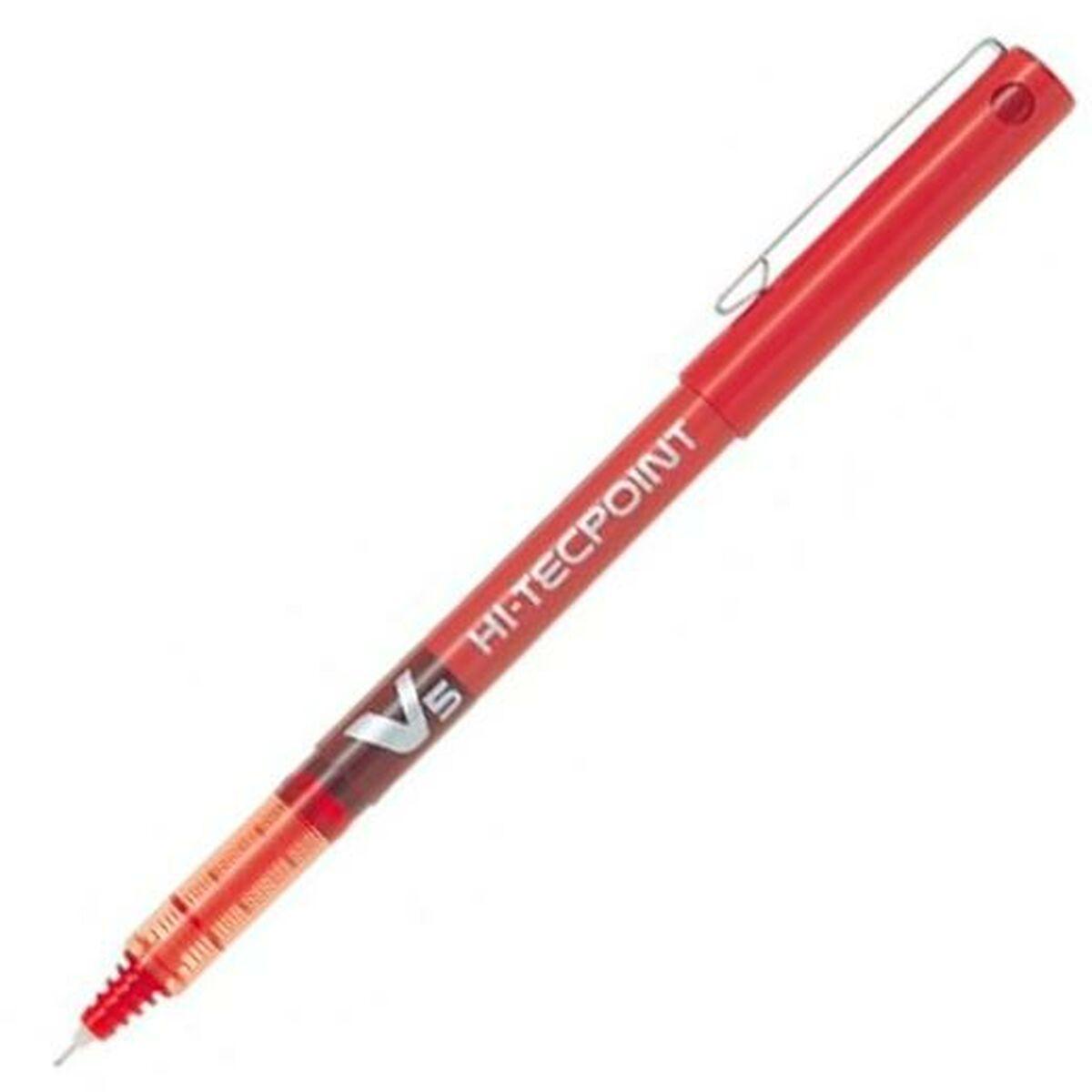 Pilot V5 Hi-Tecpoint Liquid Ink Rollerball Pen 0.5mm Tip 0.3mm Line Red Pack 12 - 100101202