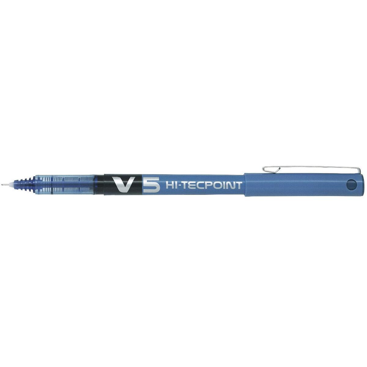 Pilot 100101203 penna roller Blu 12 pezzoi (Pilot V5 Hi-Tecpoint Liquid Ink Rollerball Pen 0.5mm Tip 0.3mm Line Blue Pack 12 -