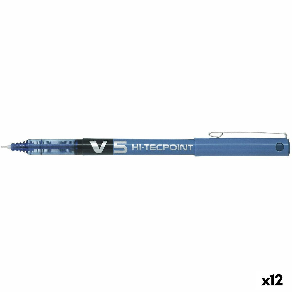 Pilot 100101203 penna roller Blu 12 pezzoi (Pilot V5 Hi-Tecpoint Liquid Ink Rollerball Pen 0.5mm Tip 0.3mm Line Blue Pack 12 -
