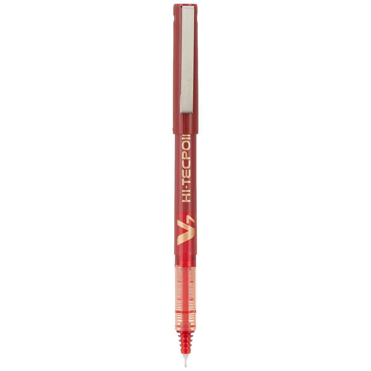 Pilot V7 Hi-Tecpoint Liquid Ink Rollerball Pen 0.7mm Tip 0.5mm Line Red Pack 12 - 101101202