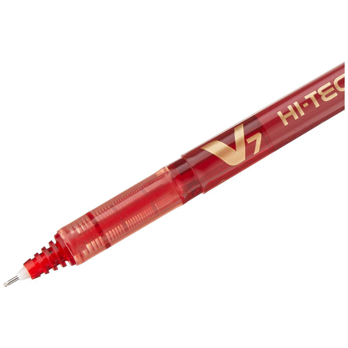Pilot V7 Hi-Tecpoint Liquid Ink Rollerball Pen 0.7mm Tip 0.5mm Line Red Pack 12 - 101101202