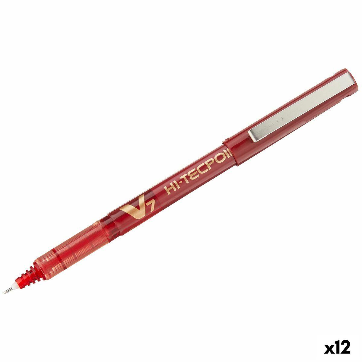 Pilot V7 Hi-Tecpoint Liquid Ink Rollerball Pen 0.7mm Tip 0.5mm Line Red Pack 12 - 101101202
