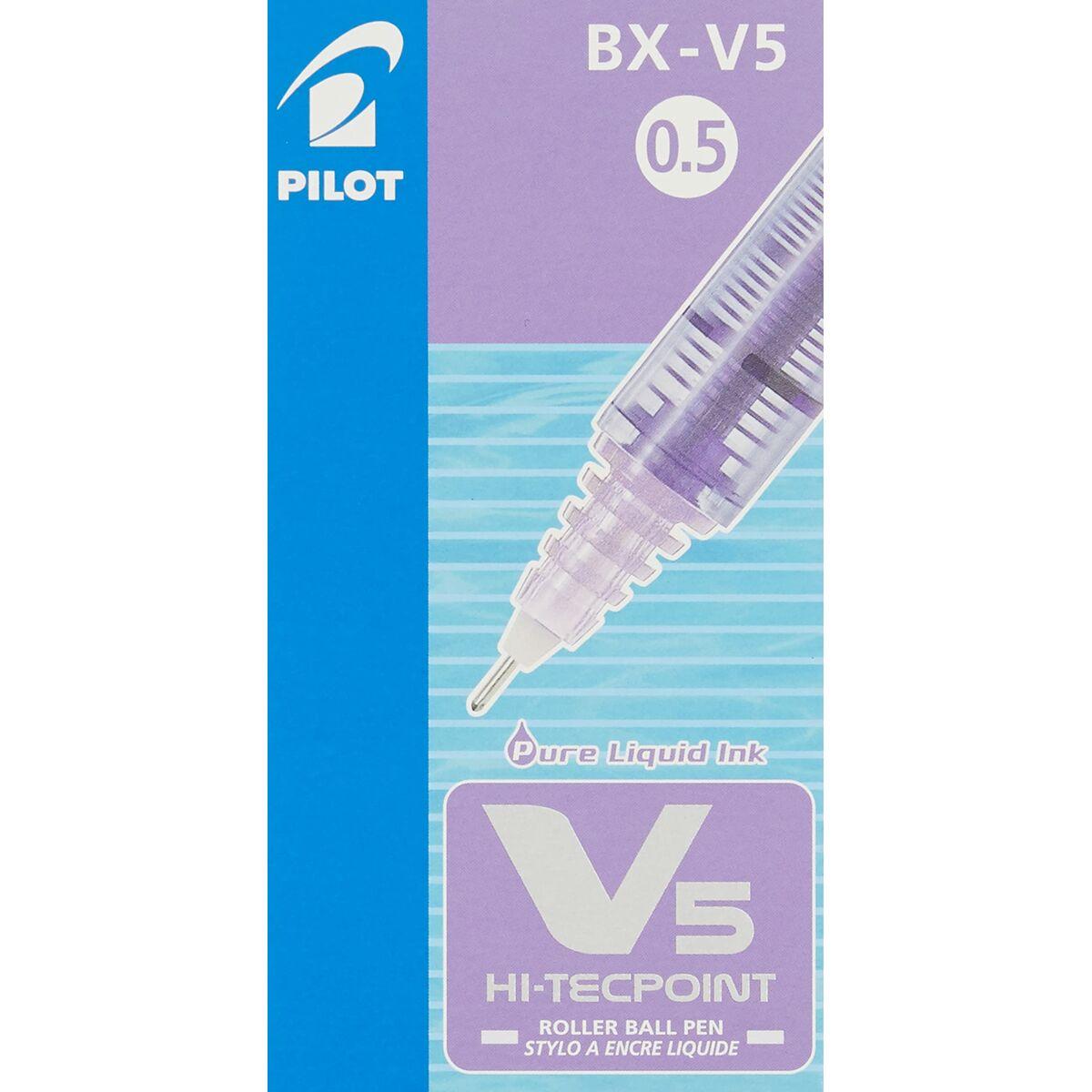 Pilot Hi-Tecpoint V5 Penna stick a sfera Porpora 12pezzoi (Pilot V5 Hi-Tecpoint Liquid Ink Rollerball Pen 0.5mm Tip 0.3mm Line