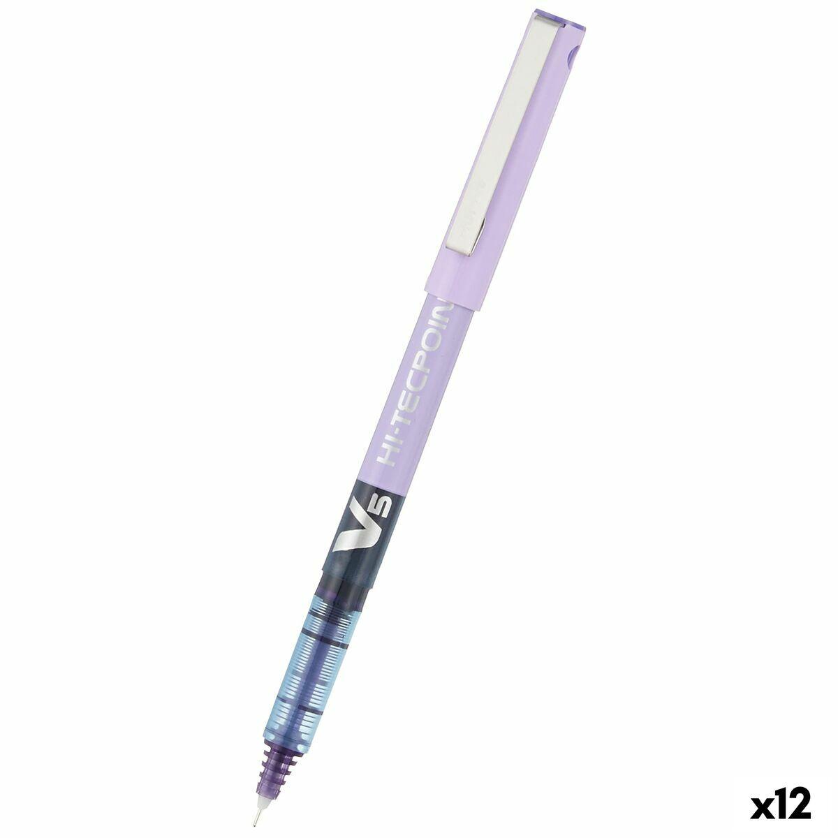 Pilot Hi-Tecpoint V5 Penna stick a sfera Porpora 12pezzoi (Pilot V5 Hi-Tecpoint Liquid Ink Rollerball Pen 0.5mm Tip 0.3mm Line