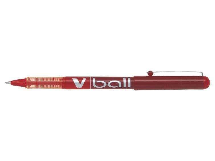 Penna Pilot a getto d'inchiostro liquido V Ball 05 Roller - Punta sfera 05 mm - Corsa 03 mm - Colore Rosso