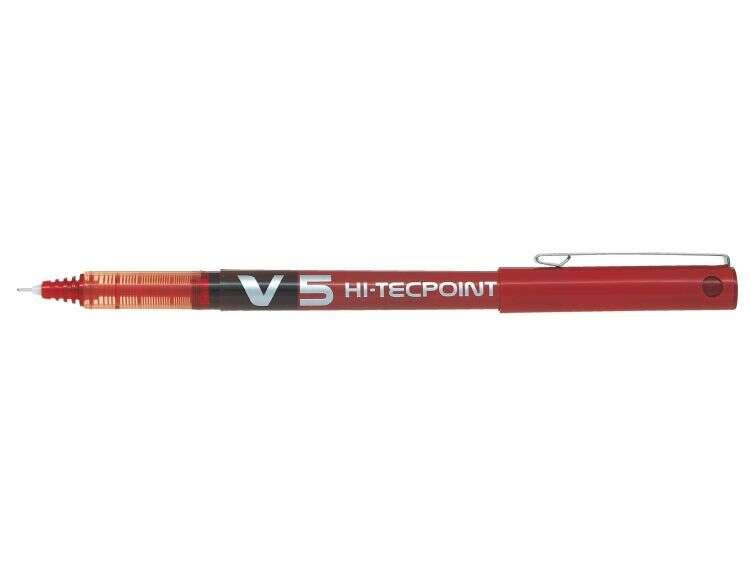 Penna roller Pilot V5 HI-Tecpoint a inchiostro liquido - Punta ago fine 05 mm - Corsa 03 mm - Colore rosso