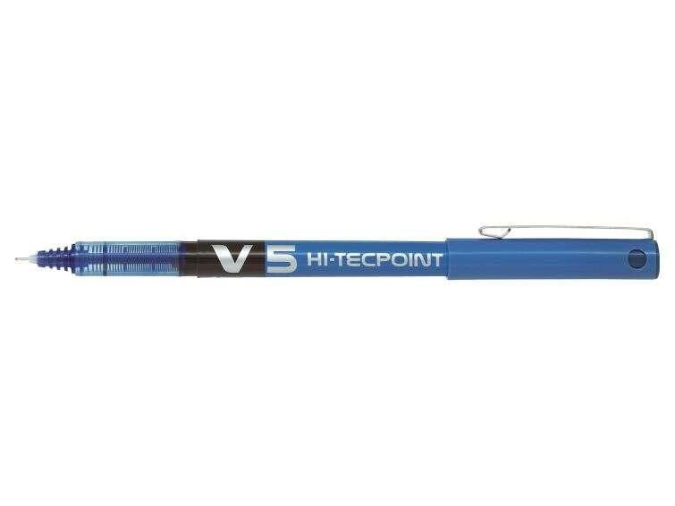 Penna roller Pilot V5 HI-Tecpoint a inchiostro liquido - Punta ago fine 05 mm - Corsa 03 mm - Colore blu