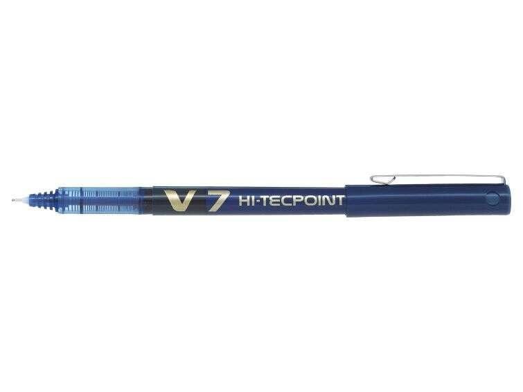 Penna roller Pilot V7 HI-Tecpoint a inchiostro liquido - Punta ago fine 07 mm - Corsa 05 mm - Colore blu