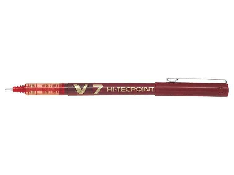 Penna roller Pilot V7 HI-Tecpoint a inchiostro liquido - Punta ago fine 07 mm - Corsa 05 mm - Colore rosso
