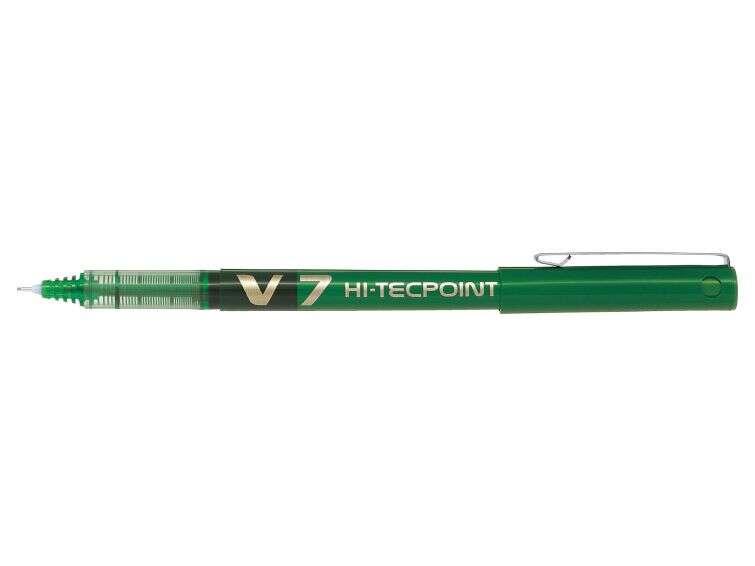 PILOT INCILIT LIQUIDE BOLIGRAPH V7 HI -Tecpoint Rollerball - Punto infilato fine 07 mm - Scate 05 mm - colore verde
