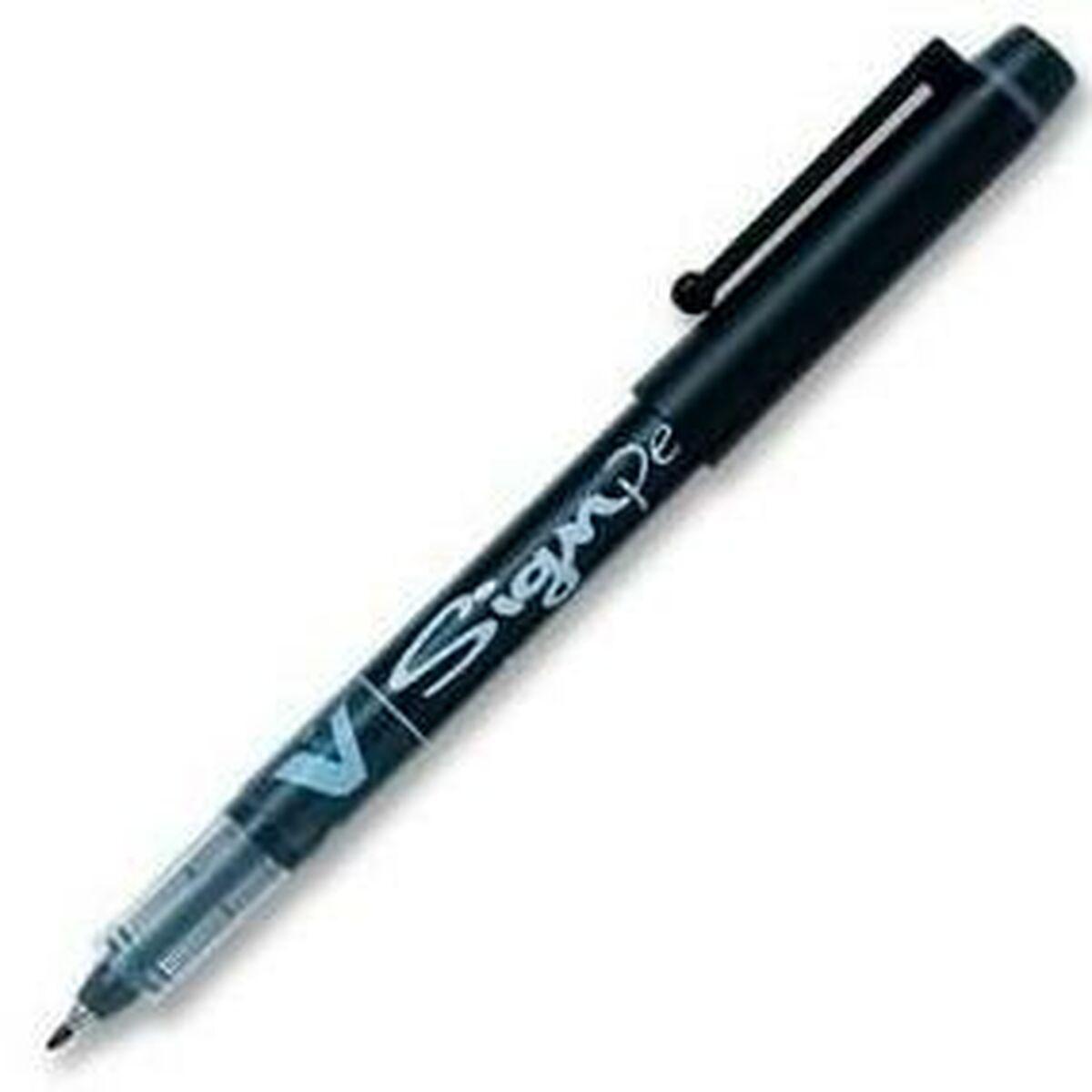 Pilot V Sign Liquid Ink Pen 2mm Tip 0.6mm Line Black Pack 12 - 301101201