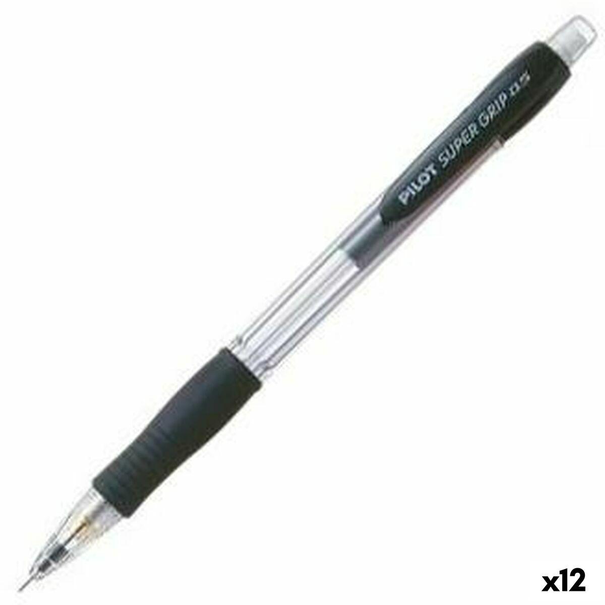 Pilot Super Grip Mechanical Pencil HB 0.5mm Lead Black/Transparent Barrel Pack 12 - 506101201