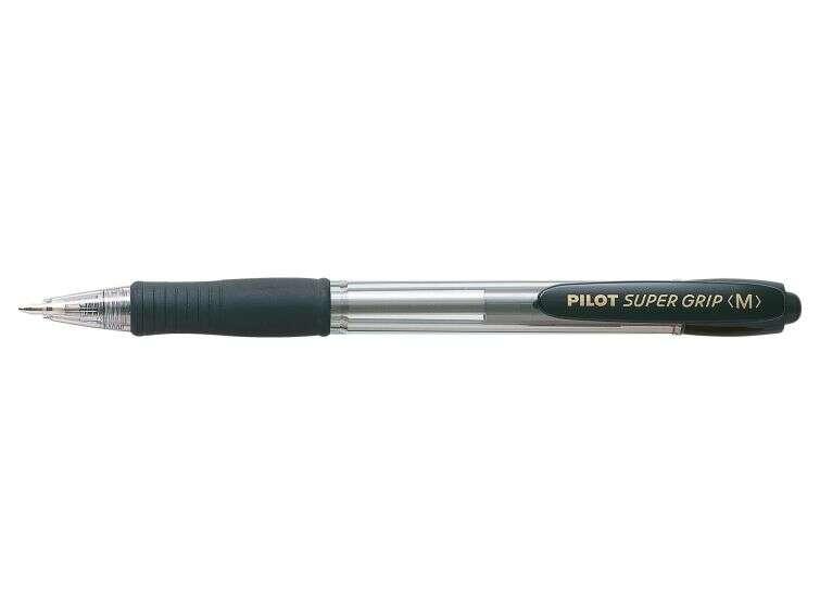 Penna a sfera retrattile Pilot SuperGrip - Punta tonda da 10 mm - Corsa da 027 mm - Incisione ad olio - Impugnatura ergonomica