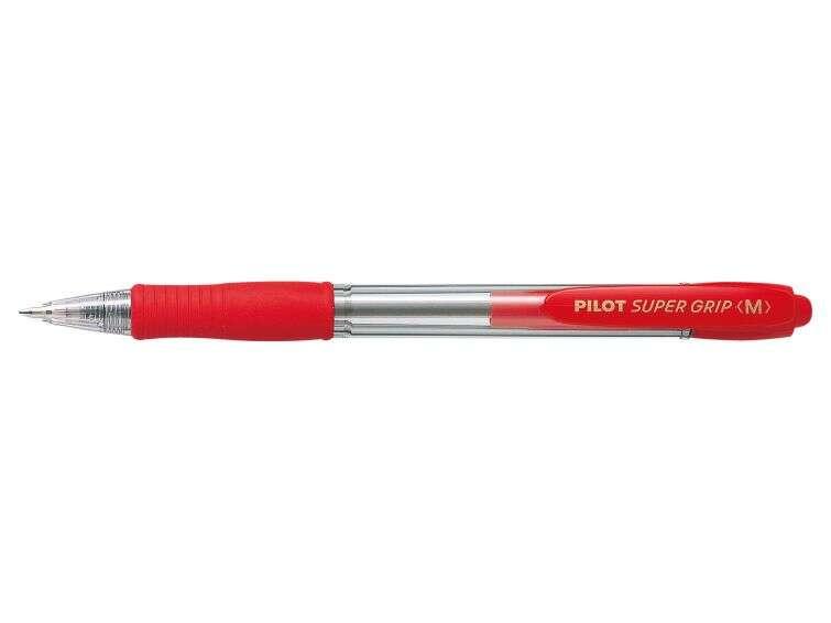Penna a sfera retrattile Pilot SuperGrip - Punta tonda da 10 mm - Corsa da 027 mm - Incisione ad olio - Impugnatura ergonomica
